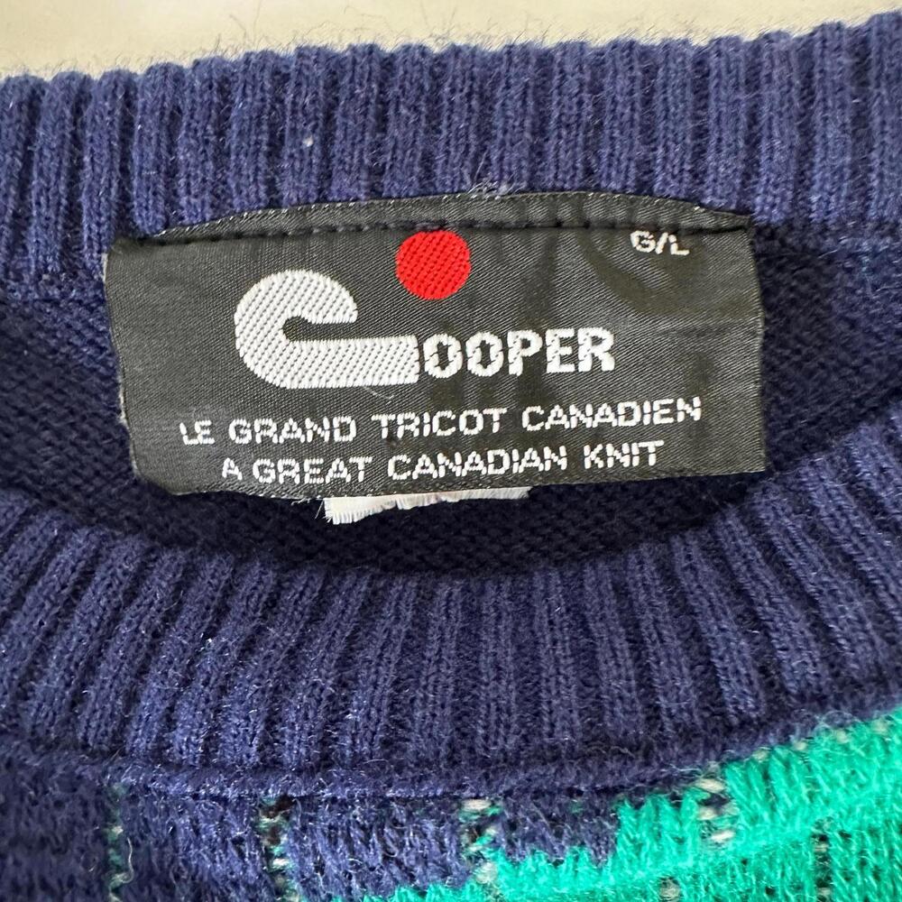 Vintage Cooper Canadian Granpa Style Wool Blend Knit Men's Sweater - G/L - Picture 2 of 7